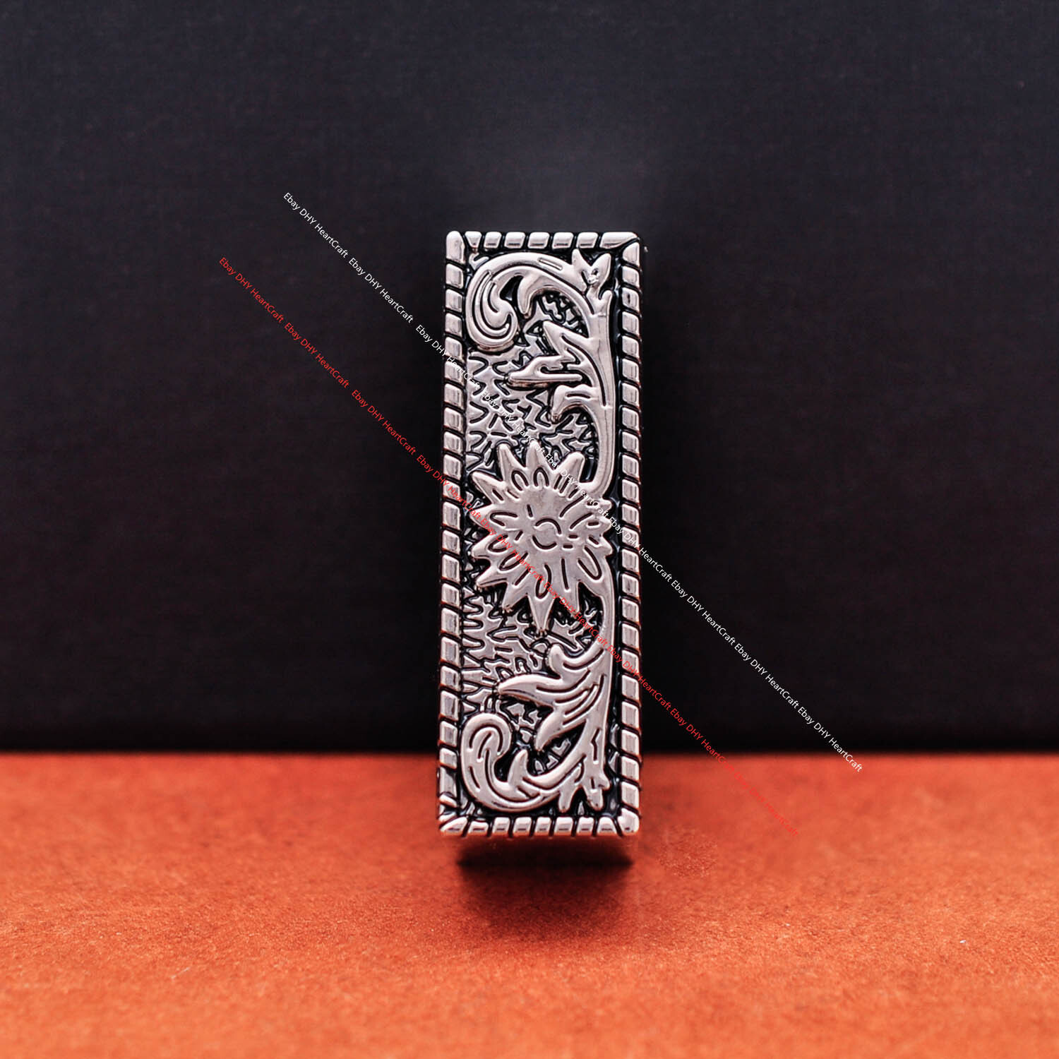 39mm Engraved Western Flower Silver Equestrian Bridle Halter Belt Buckle Set 3pc