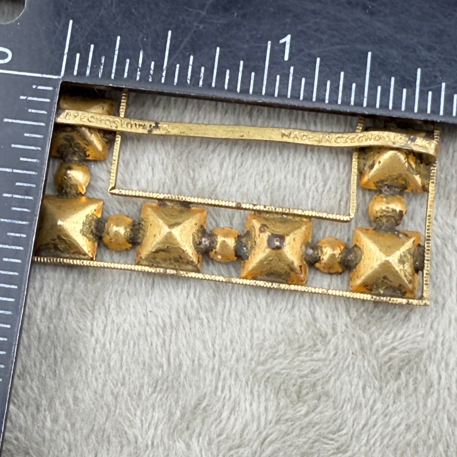Vintage Czech Buckle Paste Stone Gold Tone