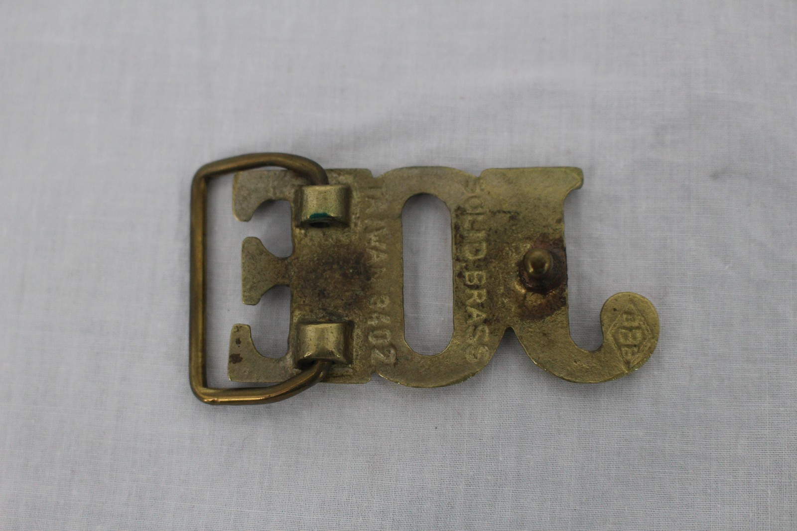 Vintage JOE Belt Buckle Mens Gold Solid Brass Western Name Monogram Initial