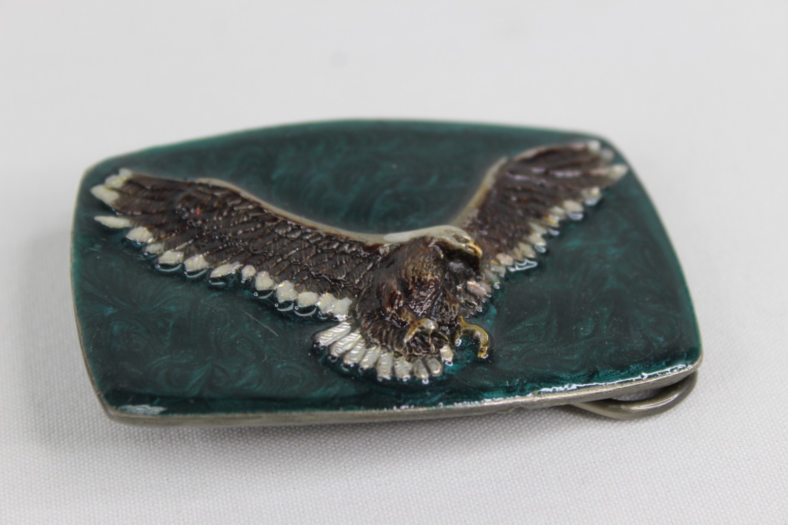 1978 Great American Belt Buckle Company H504 Embossed Eagle w/Green Background