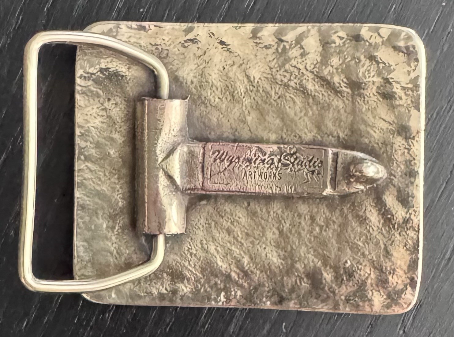 VINTAGE JIM BEAM BOURBON BELT BUCKLE BRASS Wyoming Studio Artworks Made In Usa