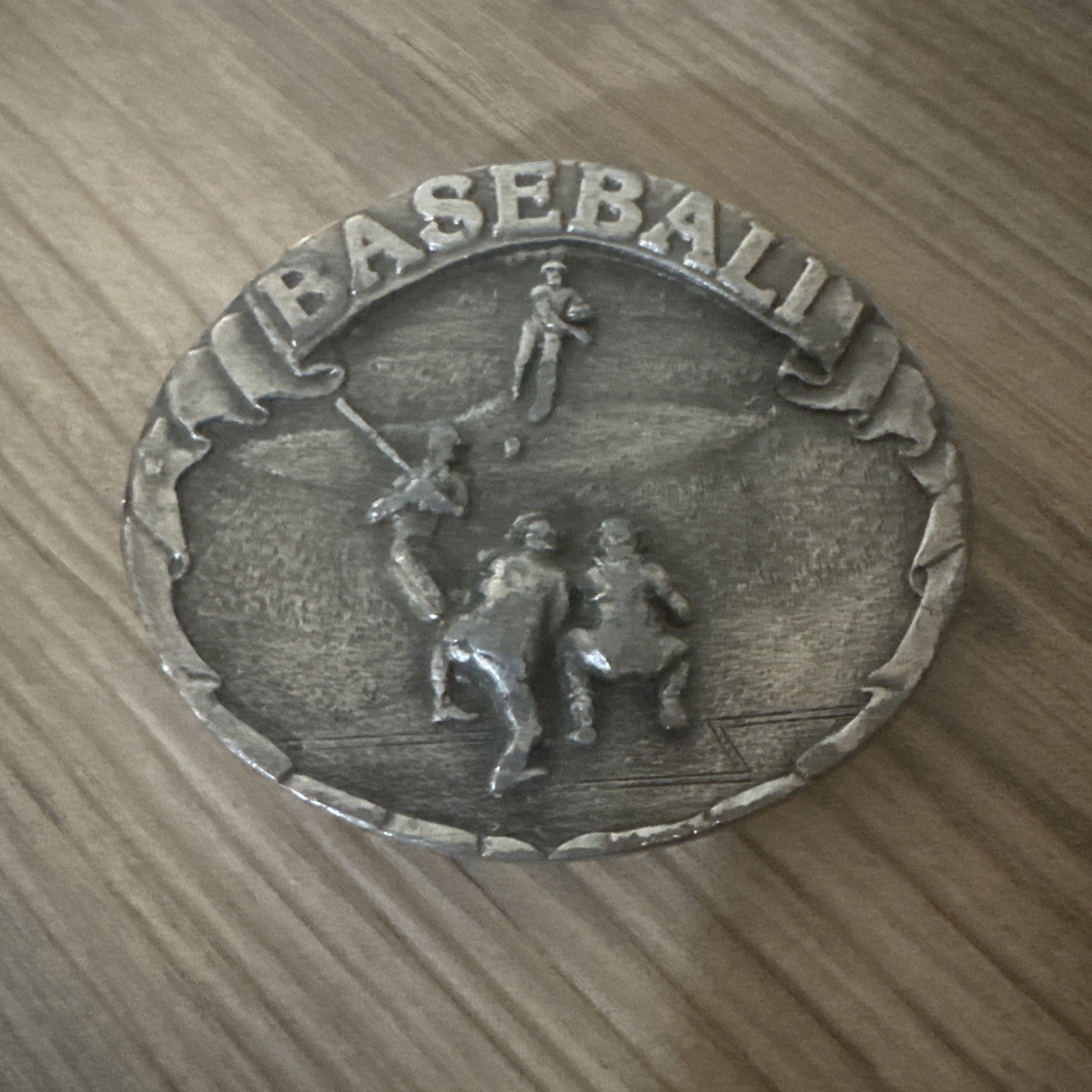 Vintage 1977 Bergamot Brass Works O-85 Baseball Belt Buckle, Made in USA