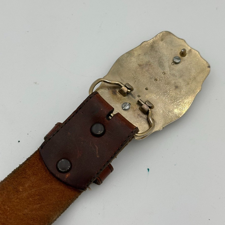 Vintage Gold Tone Western Belt Buckle Natural Polished Stone Center – A-22