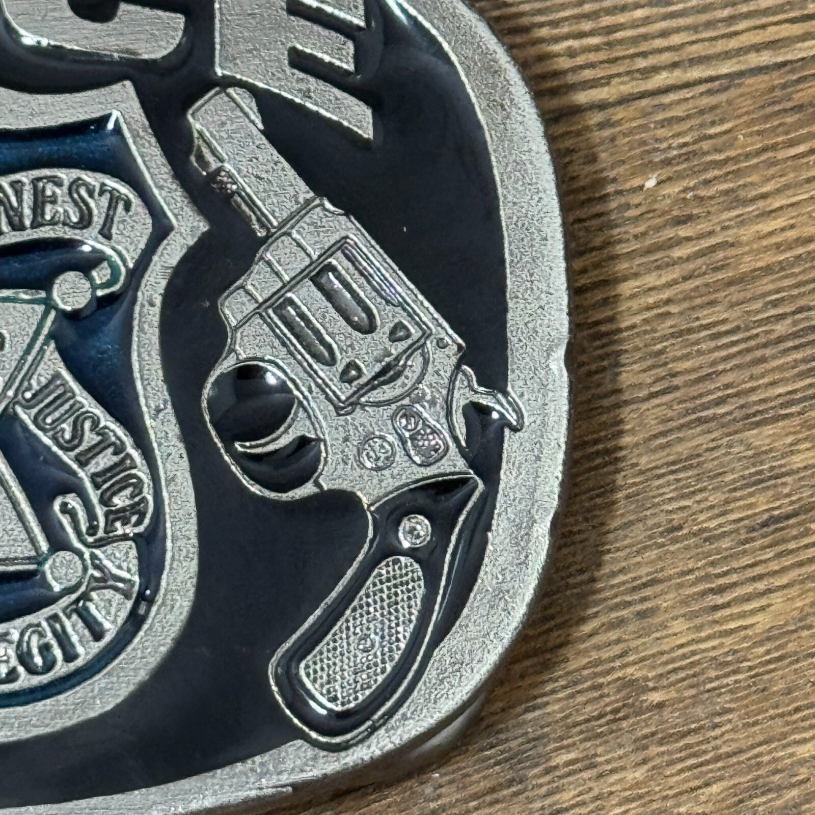 Metal Police Belt Buckle Bakery 1988 #1654 Serve & Protect Law Enforcement Badge