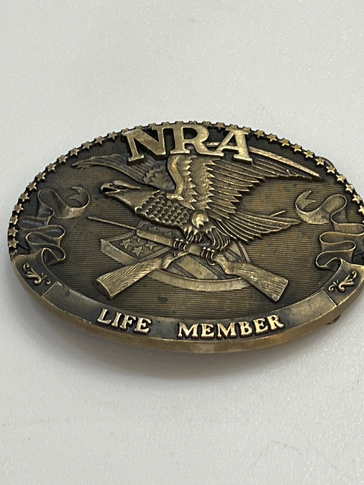 NRA LIFE MEMBER 1985 COLLECTOR&rsquo;S EDIT. SOLID BRASS BUCKLE ~ THE NORMAN FOUNDRY