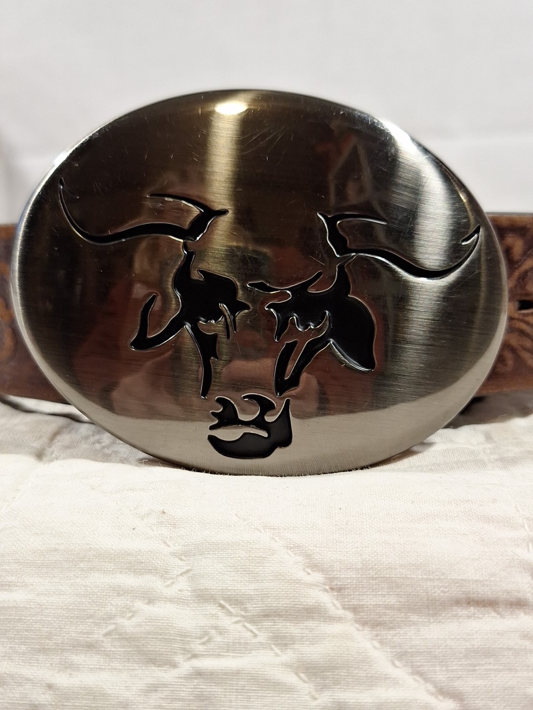 Justin TROPHY BULL Buckle On Genuine Leather Belt