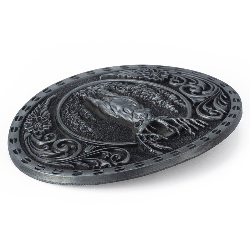 Deer leather buckle Western cowboy motorcycle riding belt buckle