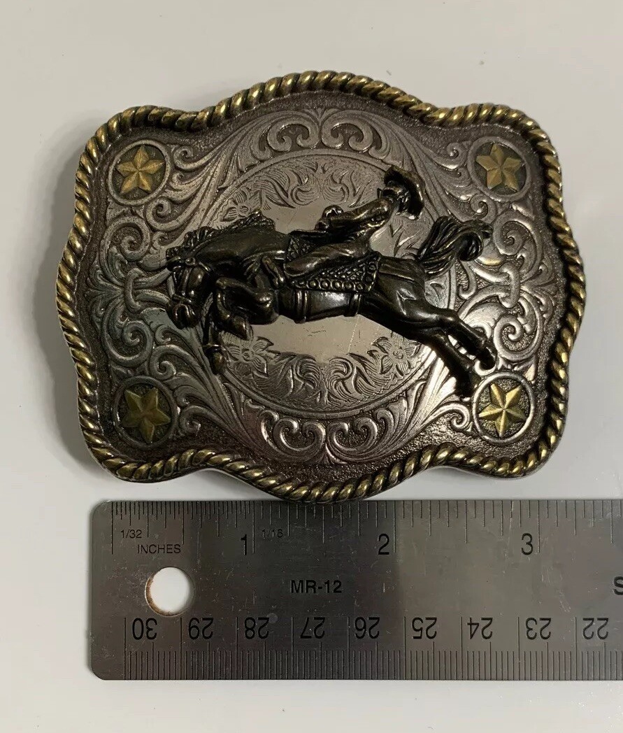 Vintage Belt Buckle Bucking Bronco Rodeo Horse Cowboy 3.25” x 2.25”