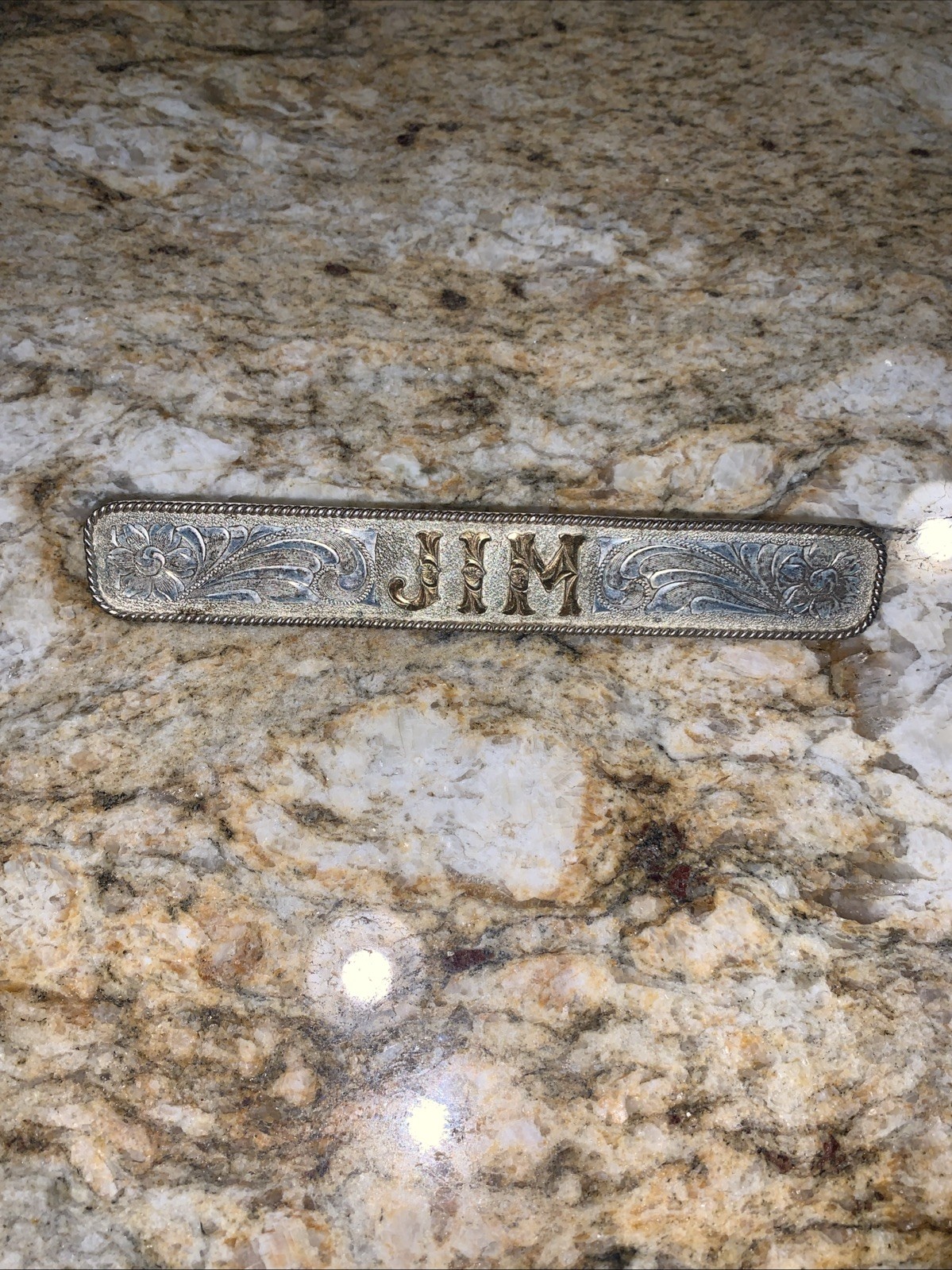 JUSTIN SILVER MEXICO “JIM” Name Plate 6.25” WESTERN