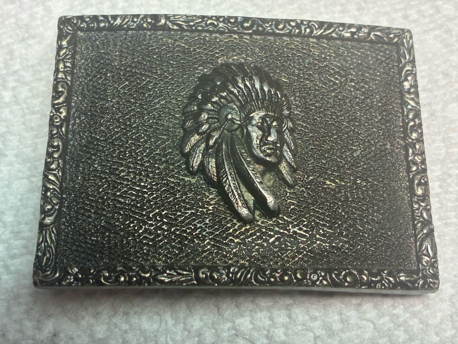 Vintage Indian Head 1973 Belt Buckle James Lind Wyoming Studio Art Works