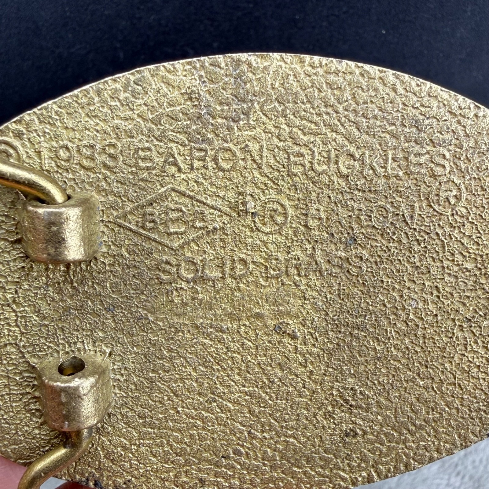 Vintage Etched Resin Buckle Native American Gold Tone Baron Buckles