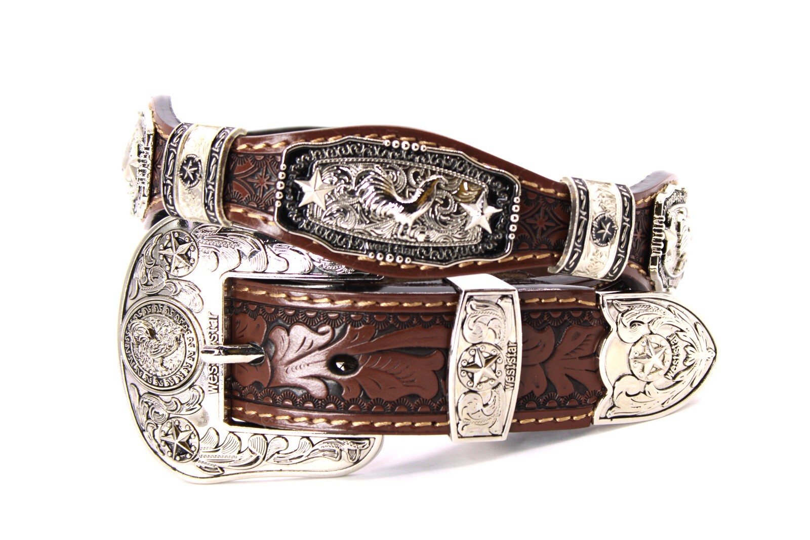 Western Buckle Set 3 Piece Rooster Buckle Star Buckle Hebilla Vaquero Gallo 1.5