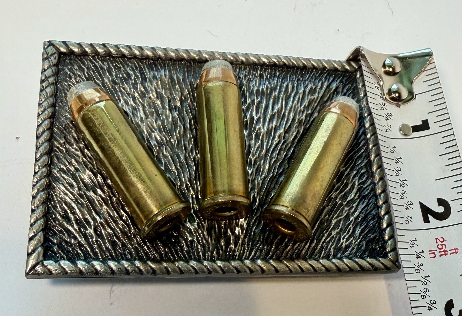 Vintage 1980 Bergamot Brass Works Bullets Belt Buckle Win Man 3 Cartridge