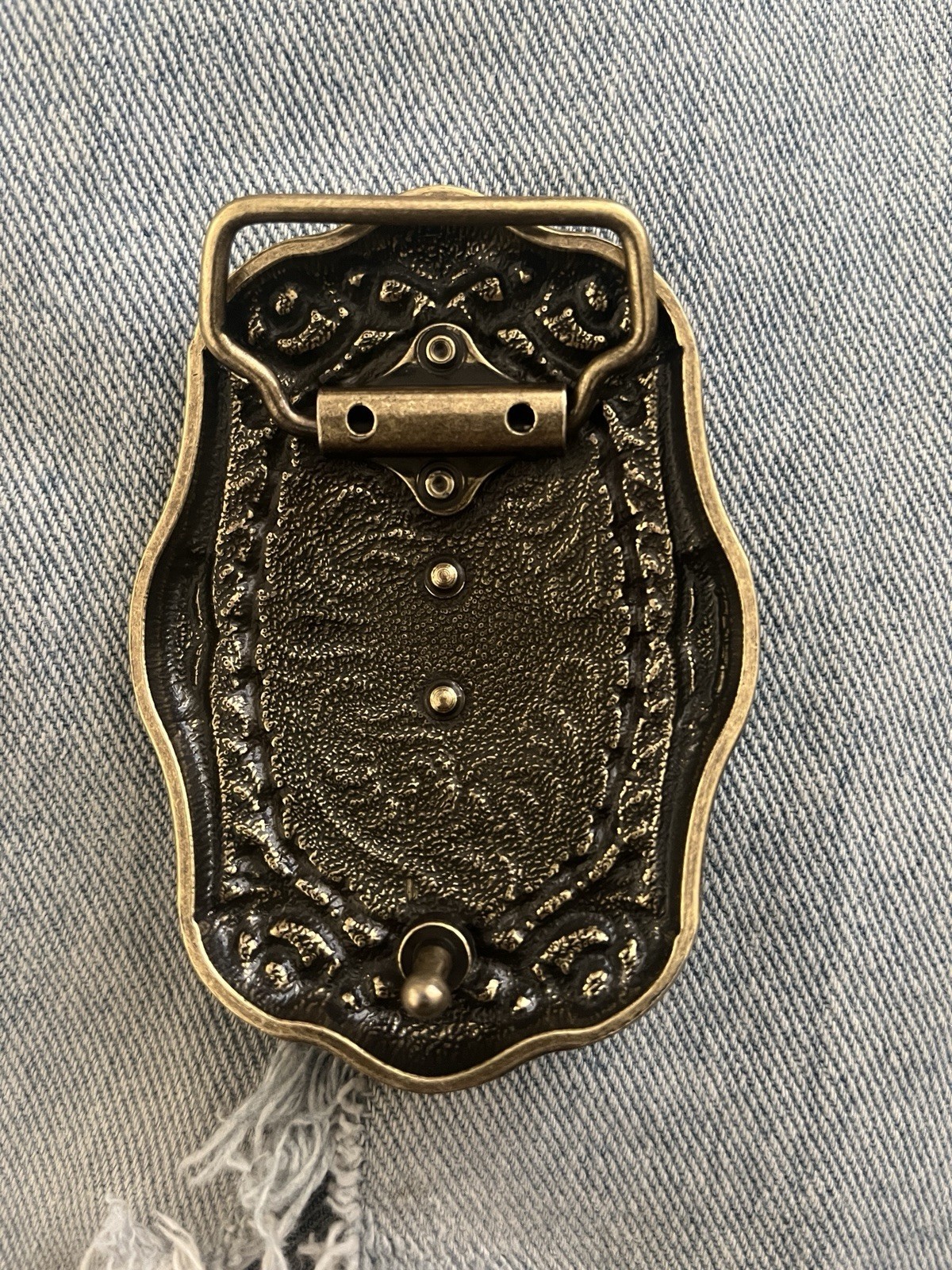 New Aged Gold and Black Western Bull Head Belt Buckle