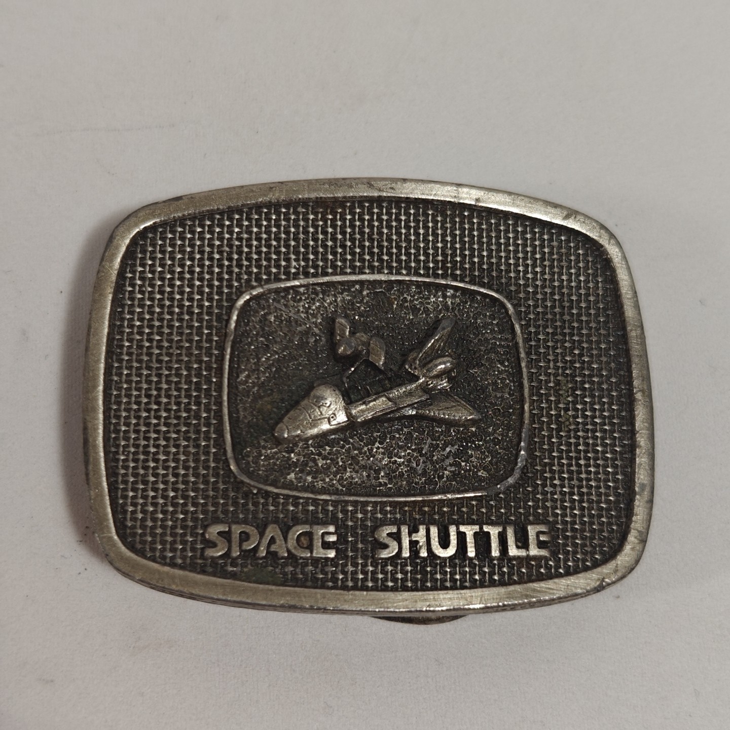 The Space Shuttle Belt Buckle Vintage 1981 Silvertone The Buckle Connection 3×2&Prime;
