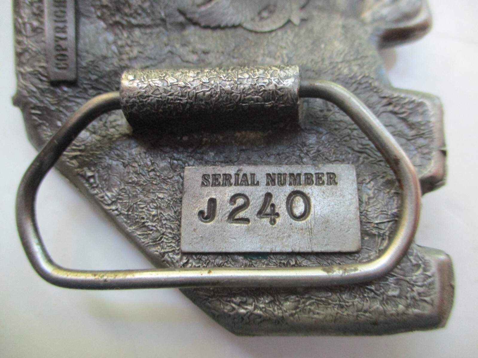 Vintage 1980 The Chicago Belt Buckle Company Serial Number J240 Made in the USA