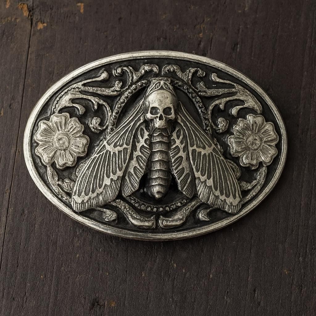 Metal Dead Head Moth Belt Buckle Goth Punk Western Biker Style Jewelry