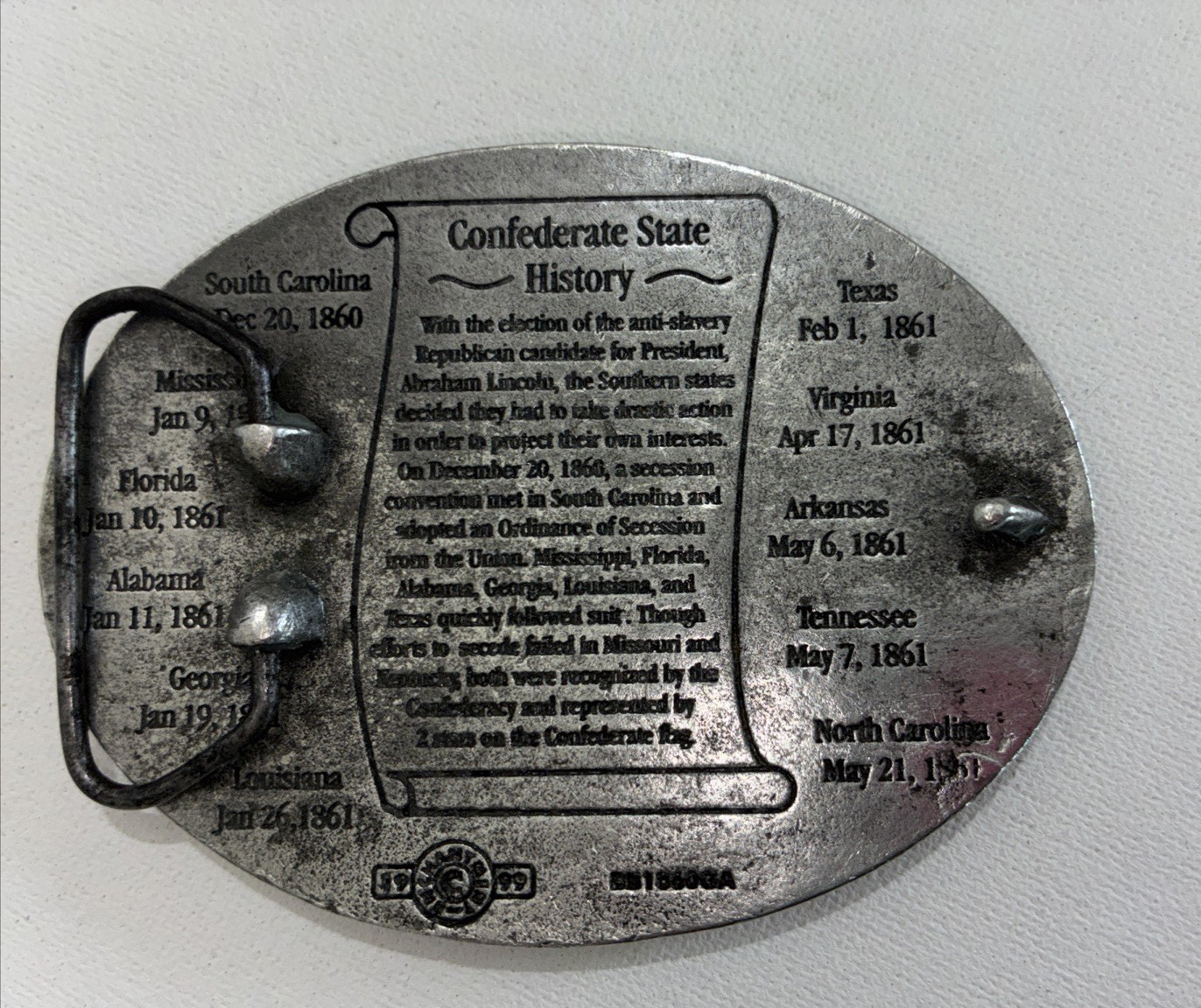 Georgia Oval Belt Buckle 2003 Brass Pewter Made in USA