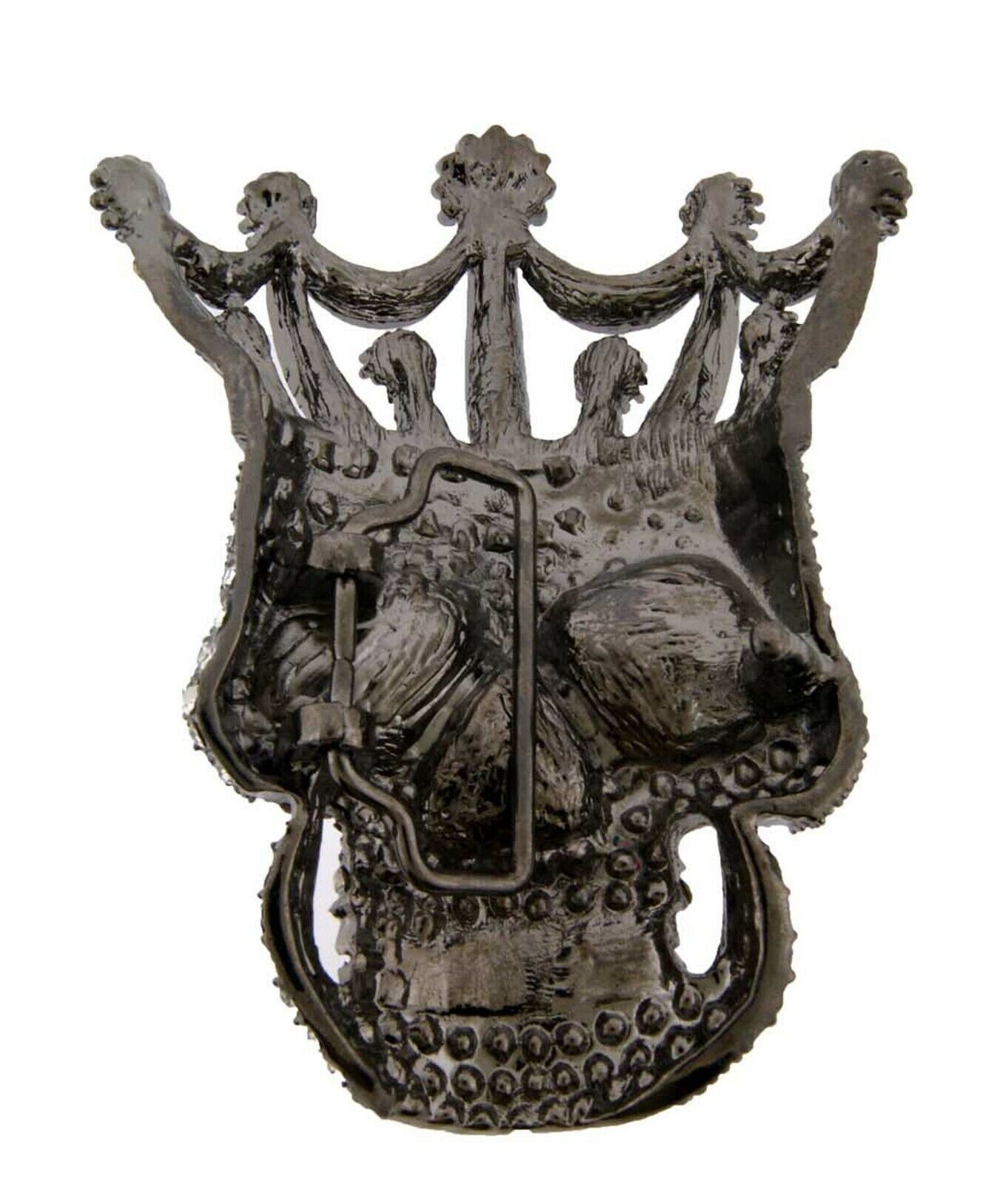 Skull Belt Buckles Gunmetal Crown Men Bling Pirate Sign Halloween Party Costume
