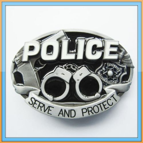 POLICE LAW HANDCUFFS ENFORCEMENT COP JUSTICE AMERICA PROTECT GUN BELT BUCKLE