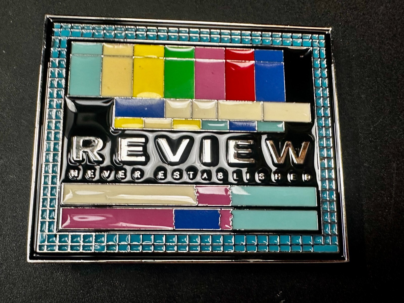 Review Never Established Multi-Colored Enameled TV Bars? Statement Belt Buckle
