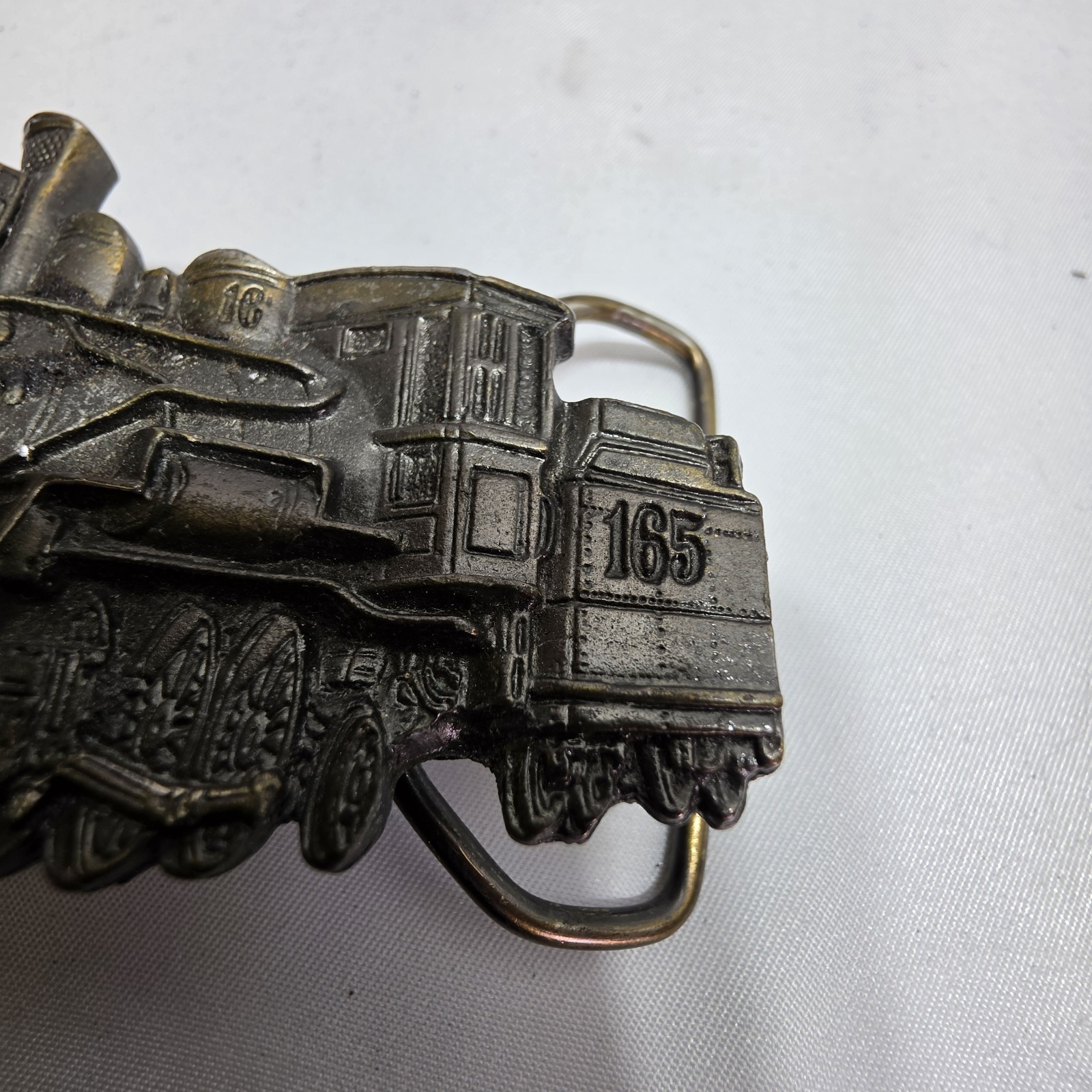 Vtg Steam Train Mens Belt Buckle 165 Great American Belt Co Chicago Brass 1980s