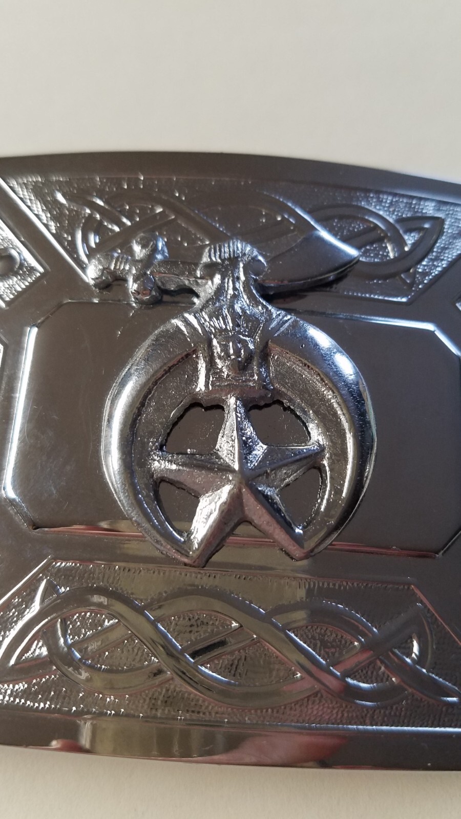 Vintage Shriners Belt Buckle Silver Metal Rectangle 2 1/8&Prime; Wide Belt 3089