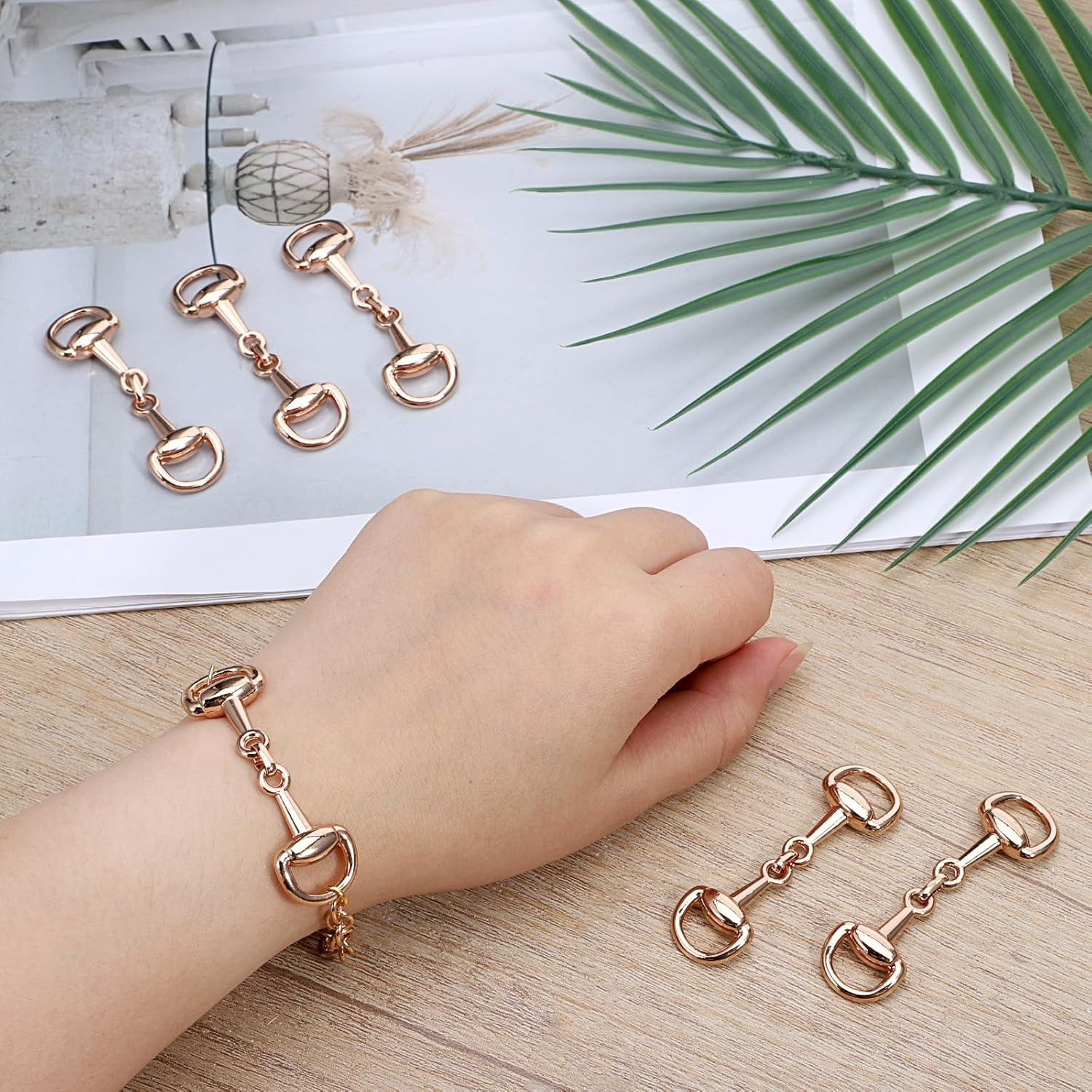 6PCS Gold Snaffle Bit Buckles, D-Ring Snaffle Bit Connectors, Double Silk Scarf