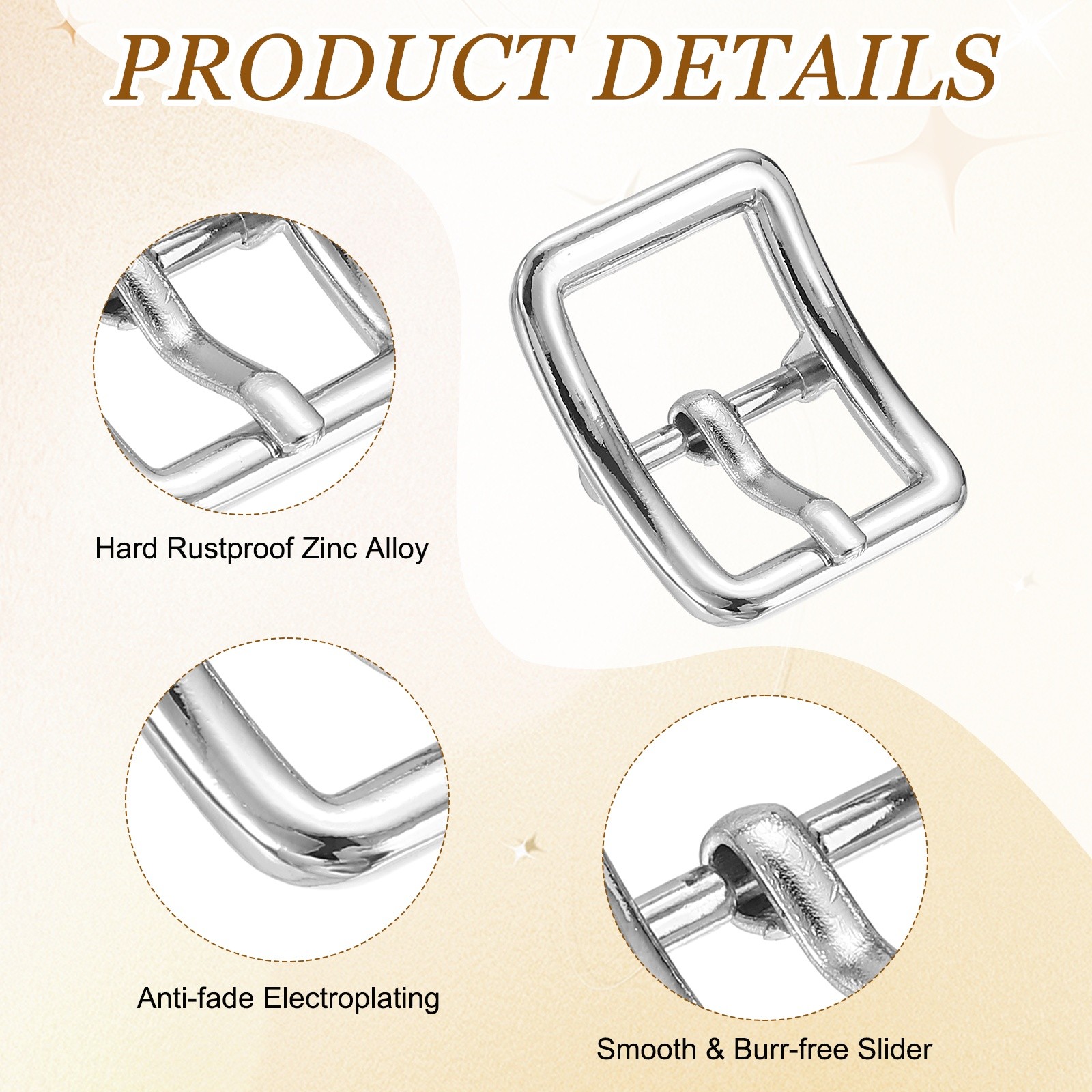 4Pcs Single Prong Belt Buckle 0.63&Prime; ID Curved Bow Buckle for Belt, Silver