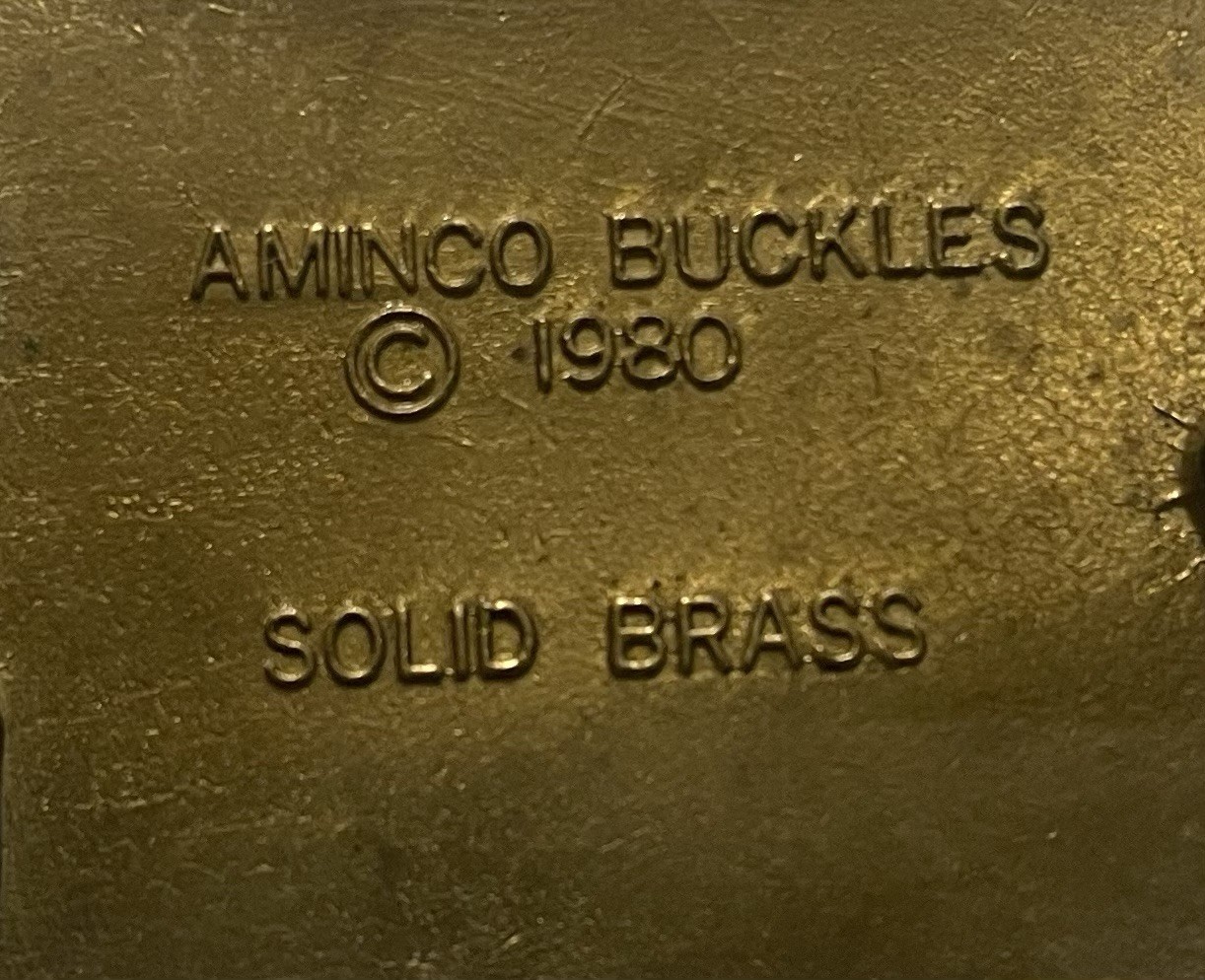 Vintage Aminco 1980 Solid Brass “I’ll Give Up My Gun…” Belt Buckle
