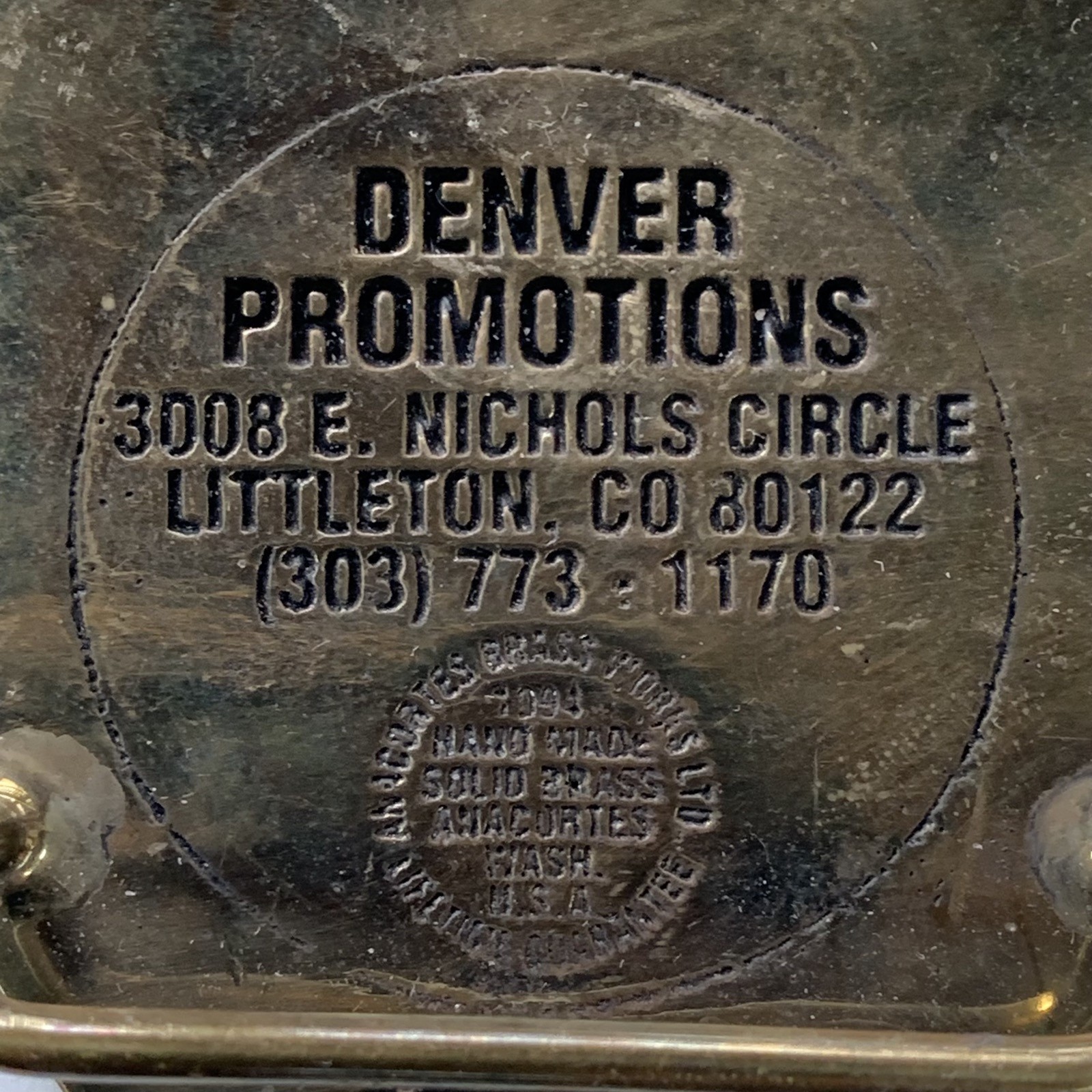 Denver International Safety Team Brass Belt Buckle 1994