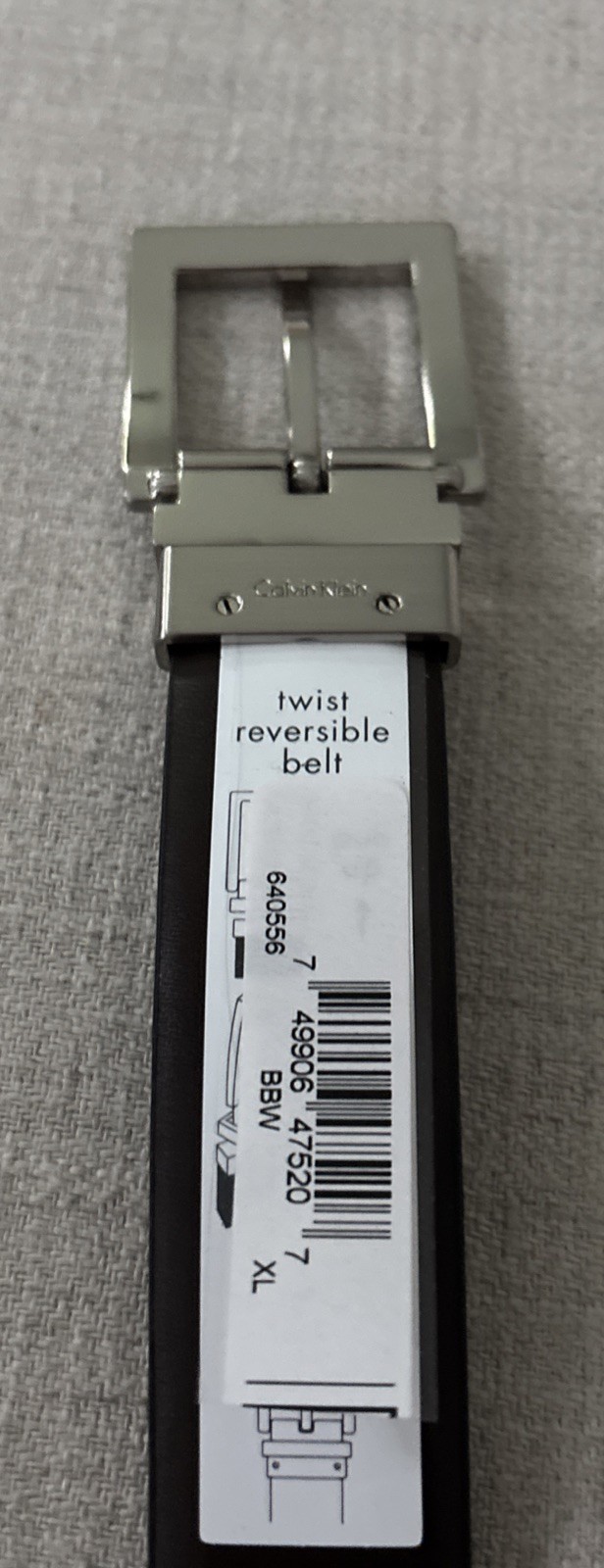 Calvin Klein Reversible Black/Brown Leather Belt Sz XL Silver Buckle #640556 NWT