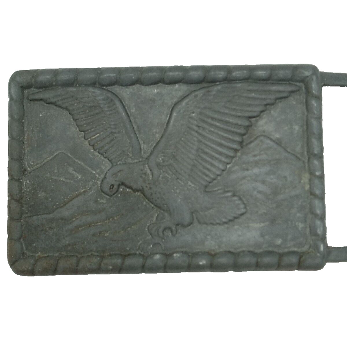 Vintage American Eagle Silvertone Belt Buckle Embossed Country Western Rope