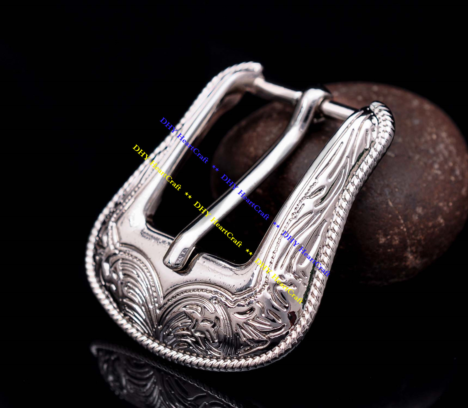Western Floral Design Heavy Duty Silver Plated Western Cowboy DIY Belt Buckle 1&Prime;