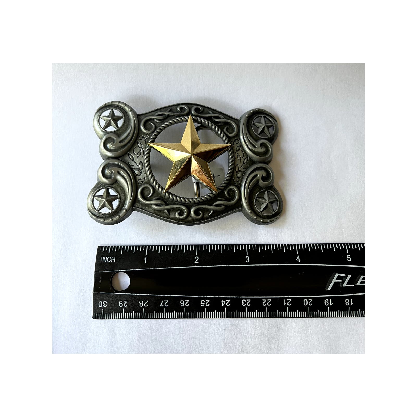 Silver Bronze Star Western Country Belt Buckle Unisex
