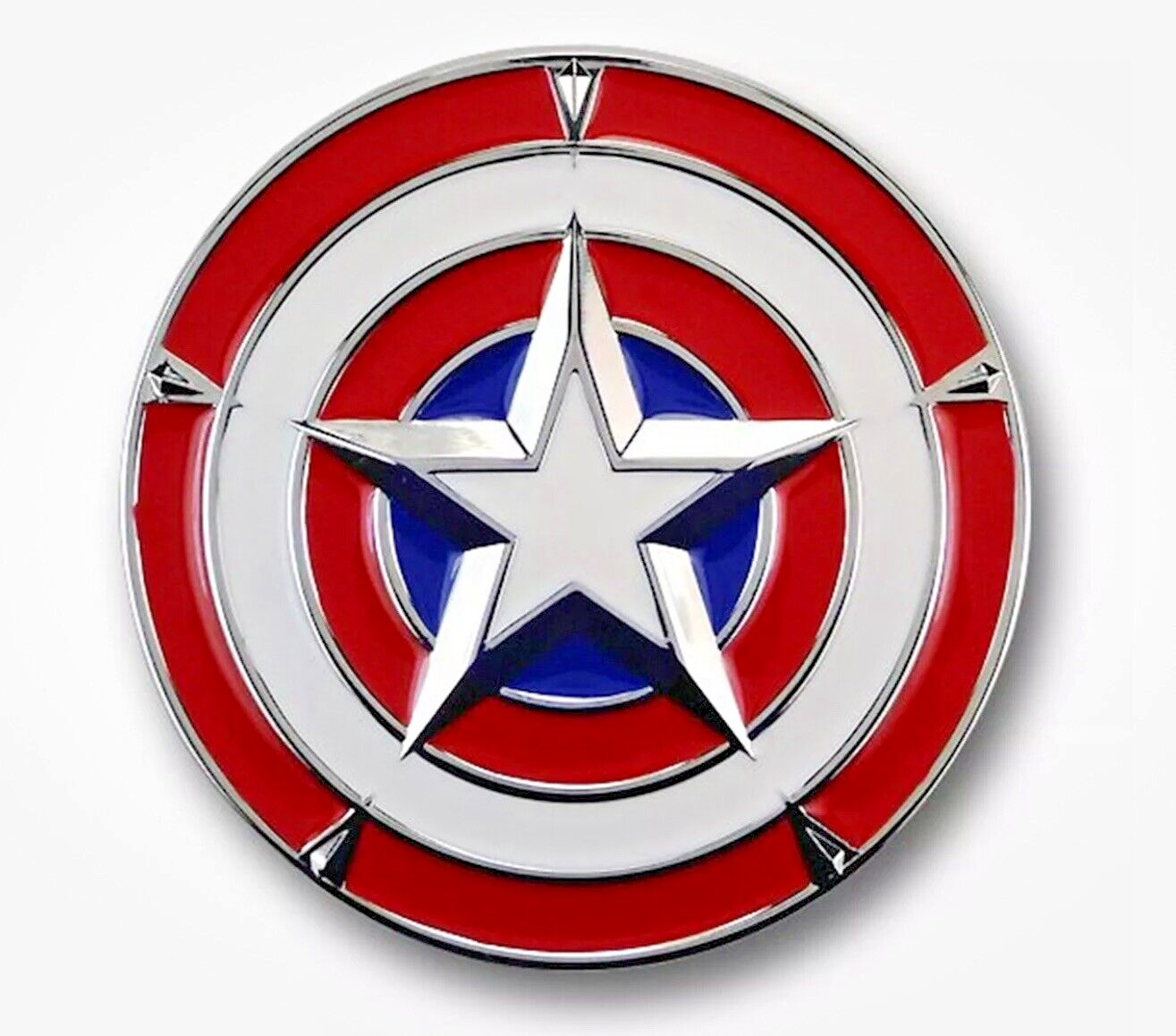 Marvel Avengers Captain America 3D Shield Enameled Metal 3&Prime; Round Belt Buckle