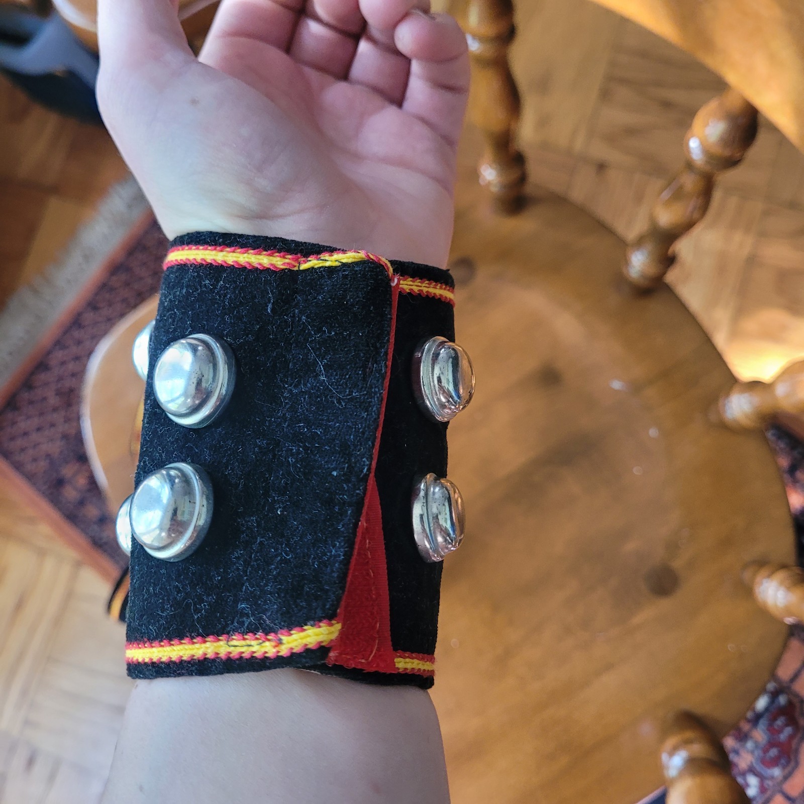 Vintage Costume Wrist Gaurds And Belt Roman Gladiator Black Silver Cosplay