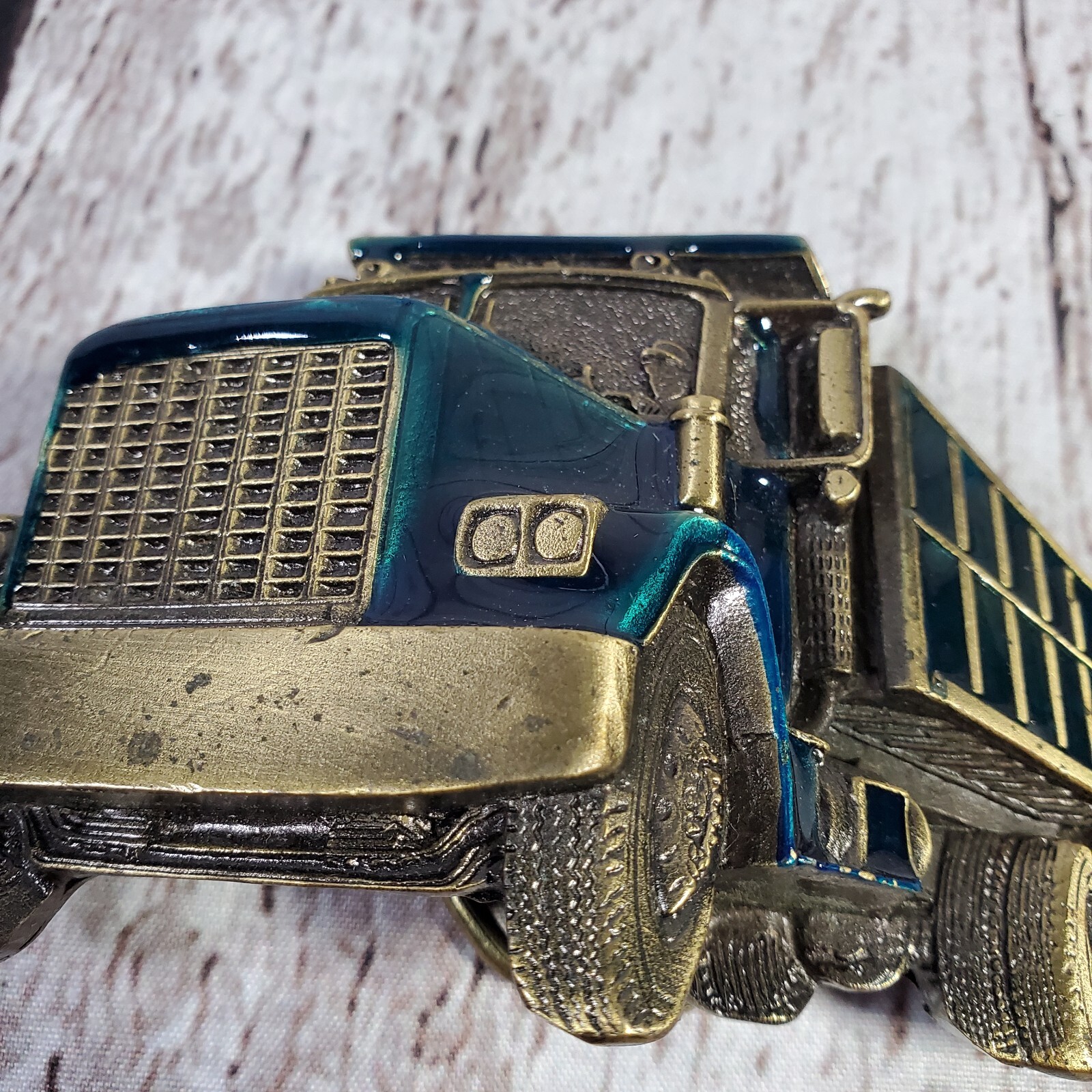 Vtg Dump Truck 80s Belt Buckle 237 Great American Buckle Co 1982 Trucker