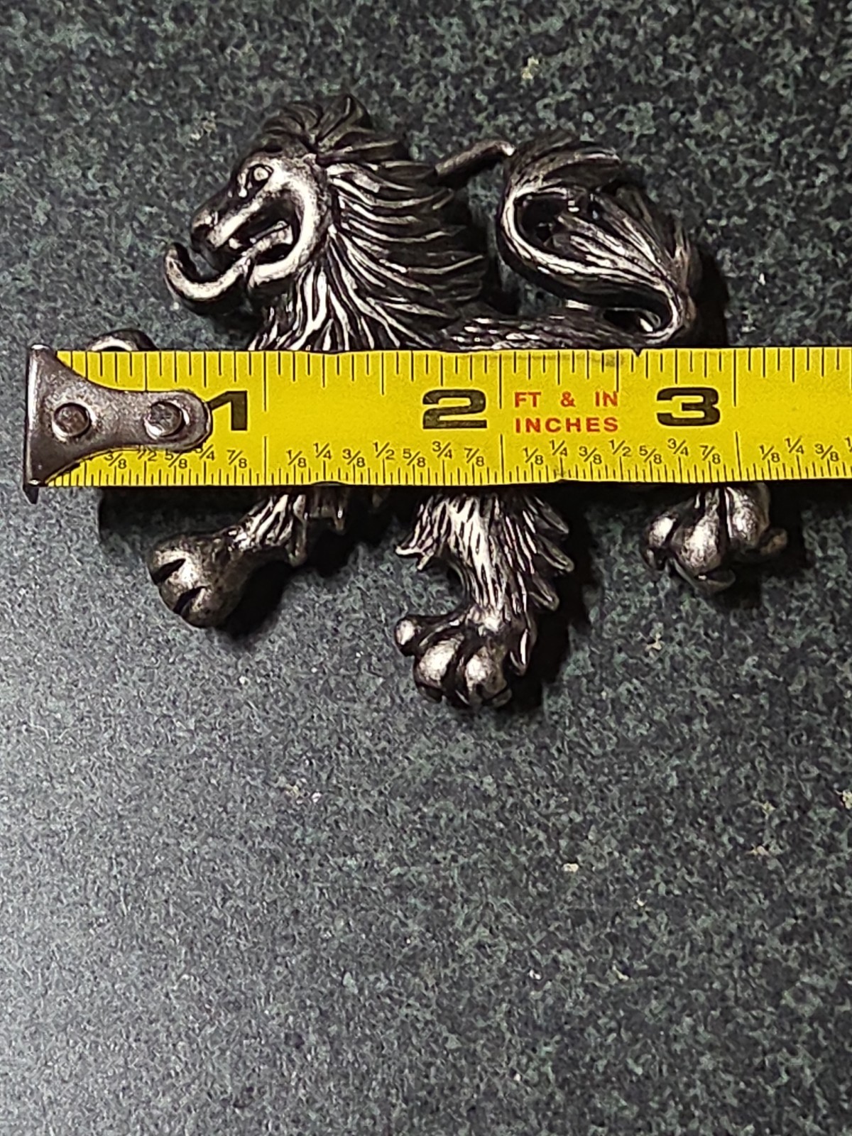 Belt Buckle Silver Tone Lion Heraldic Retro Vintage