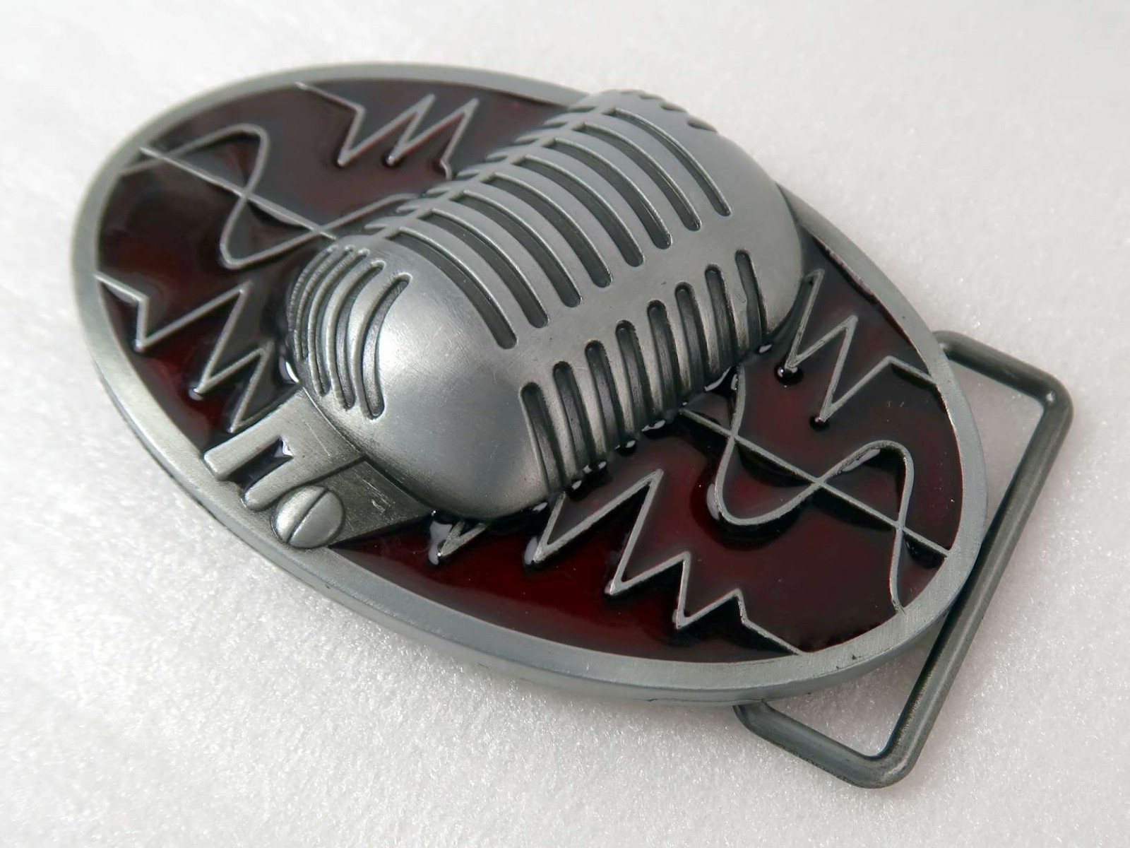 Rockabilly Belt Buckle Cool Memphis Microphone Pewter Finish