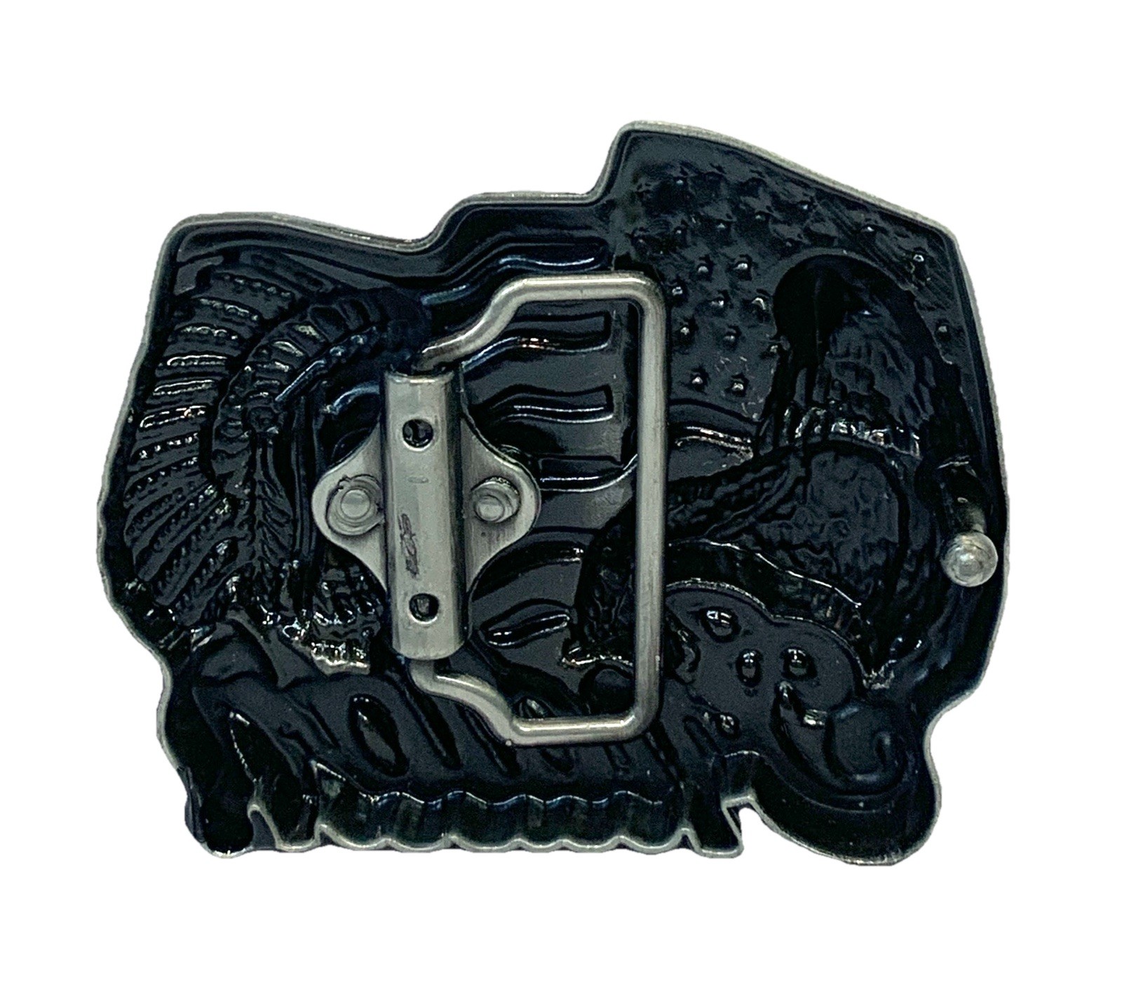 Indian American Flag Eagle Belt Buckle Pewter 3.25”x 2.5” Fit Up To 1.75” Belt y