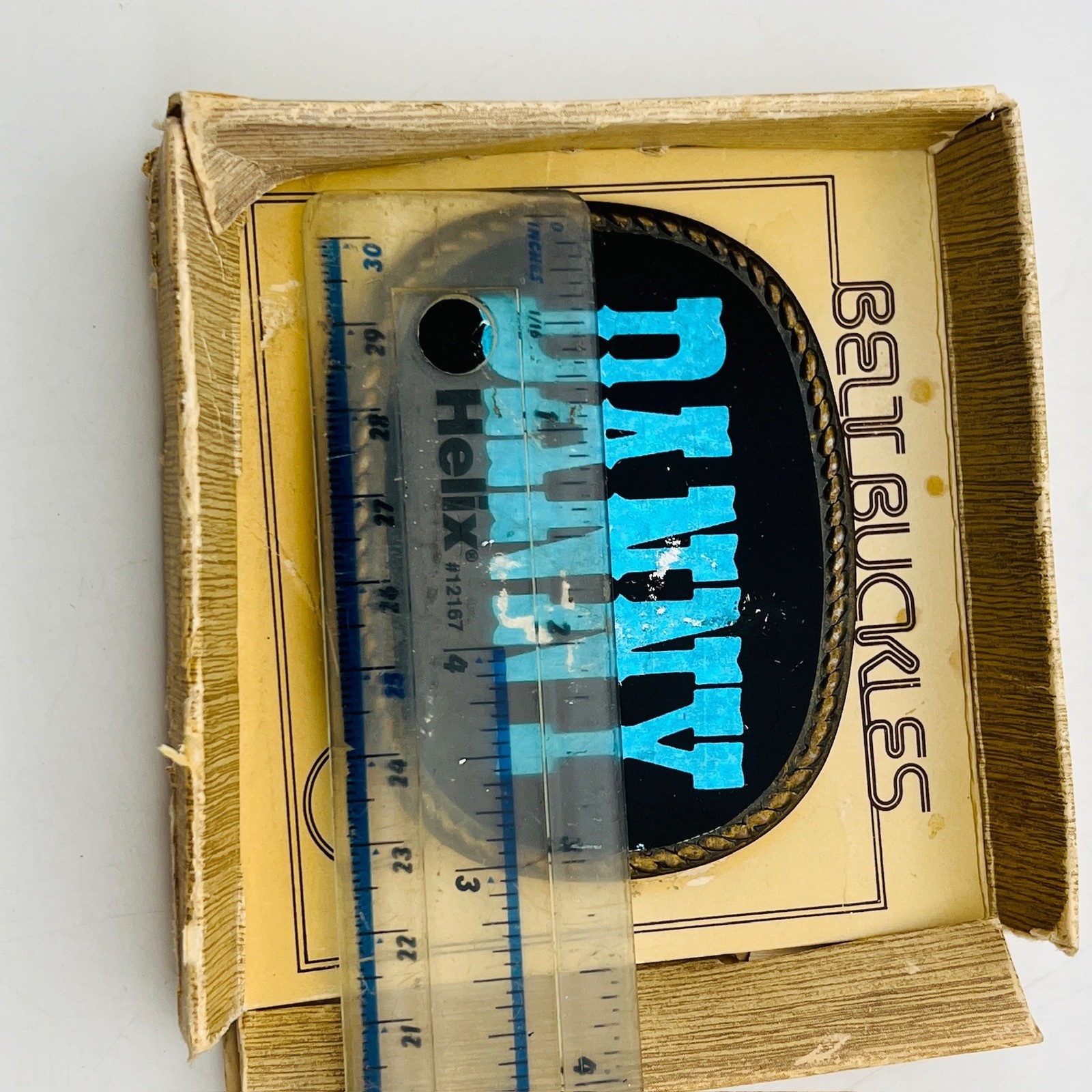 Vintage Danny Name Belt Buckle Blue Western Font Black Oval Rope Border Boxed