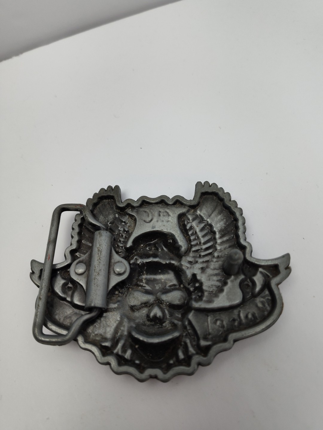 Rebel Rider Belt Buckle Outlaw Biker Motorcycle MC Rocker Skull & Eagle