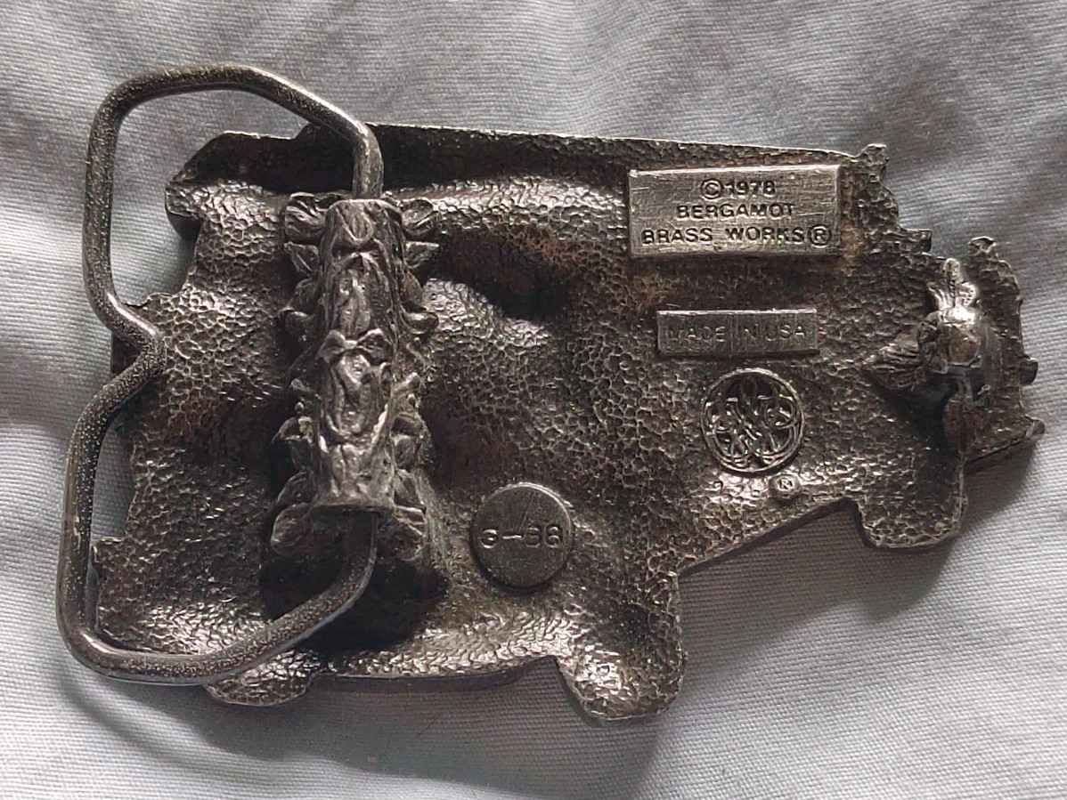 1978 Bergamot Brassworks Fire Truck Belt Buckle G-38 Made in USA