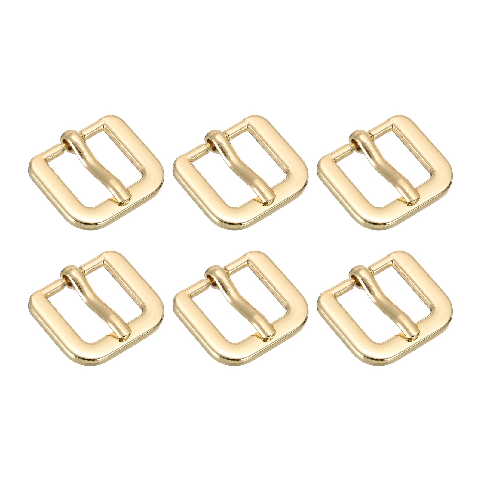 Metal Roller Buckle, 6Pcs 0.63&Prime; Square Single Prong Belt Buckle, Light Gold
