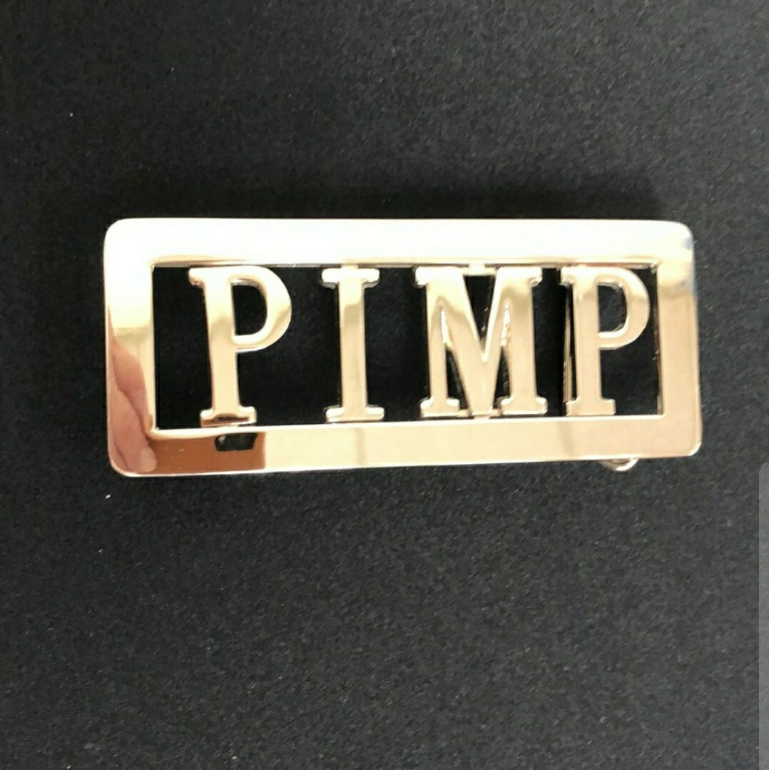 Fabulous Chrome Plated « PIMP » Belt Buckle Size: 4.25” x 2”