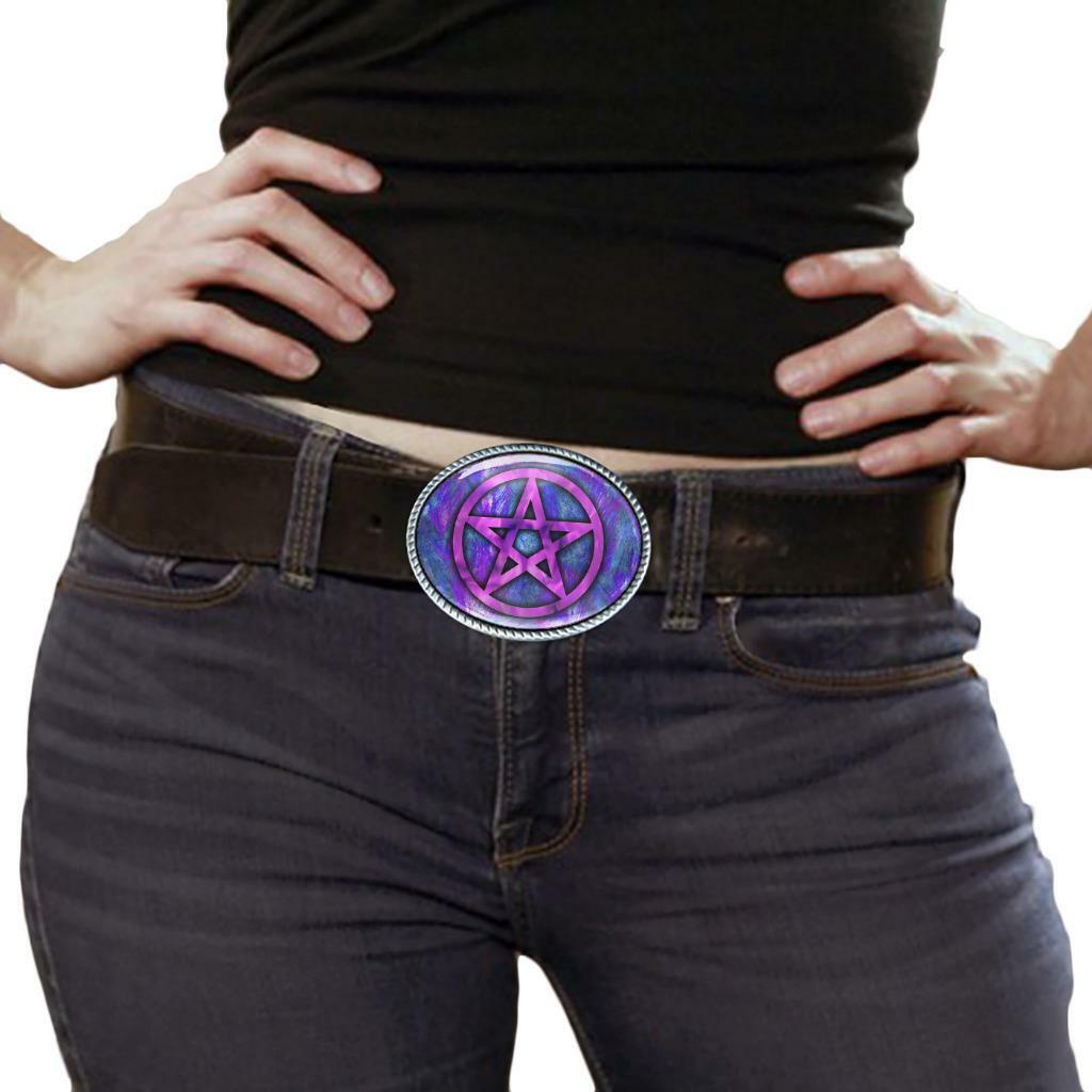 Pretty Pastel Pentagram Pentacle Symbol Handmade Artisan Belt Buckle