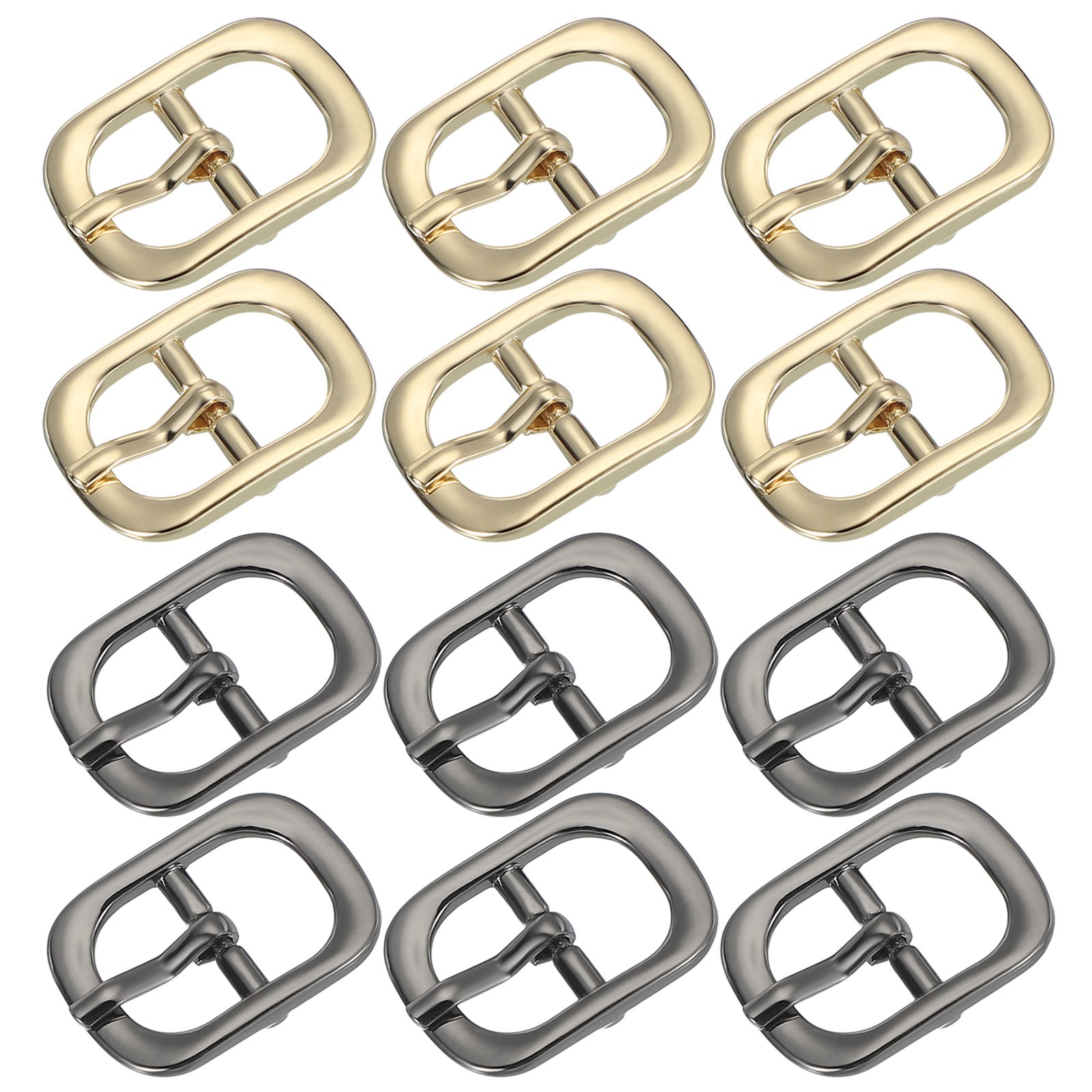 12Pcs 0.5&Prime; Single Prong Metal Roller Pin Belt Buckles Light Gold/Black