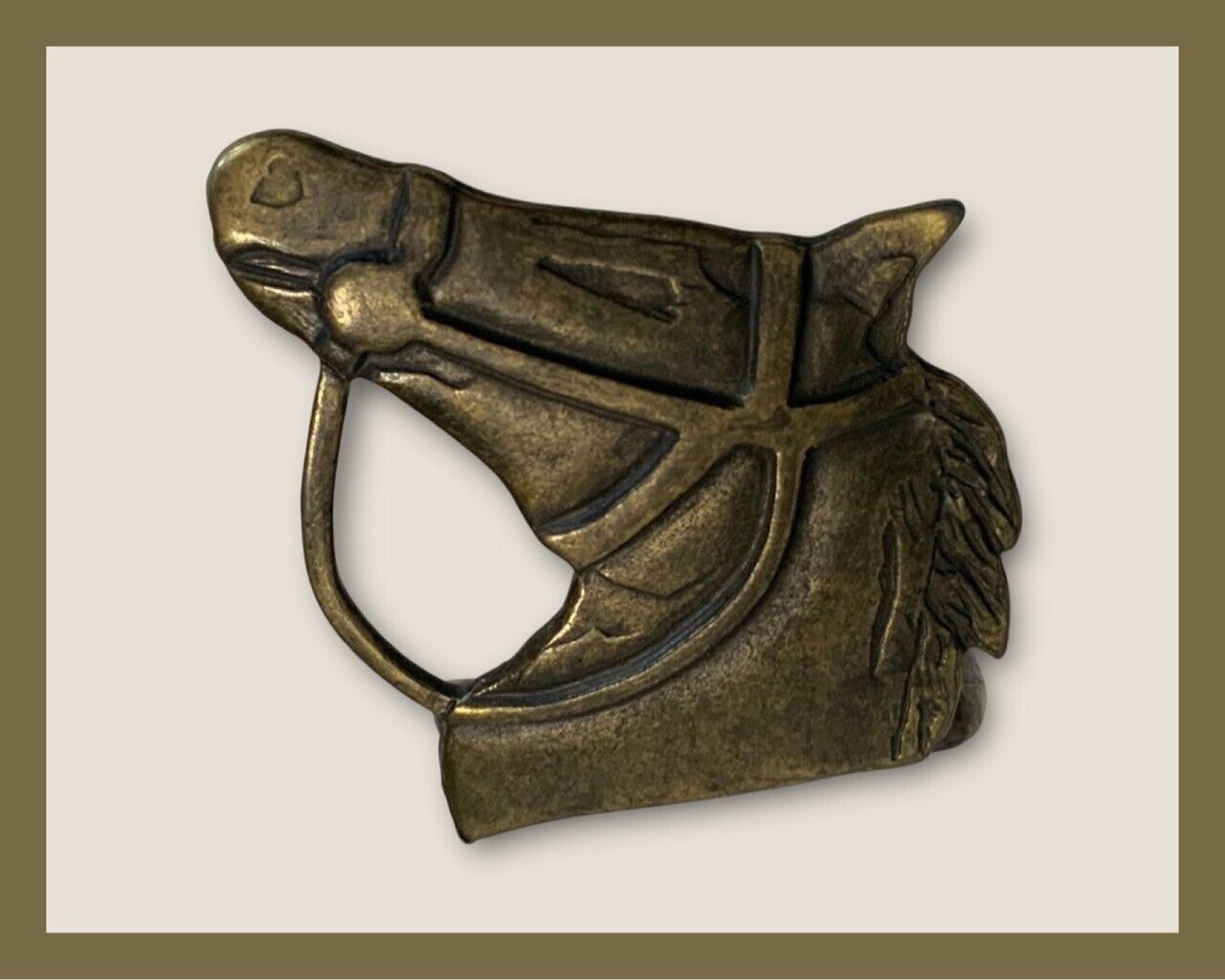 Vtg Horse Head W/Bridle Belt Buckle-Made In Italy – 2½ x 2¼” – 100% Zinc – NWT