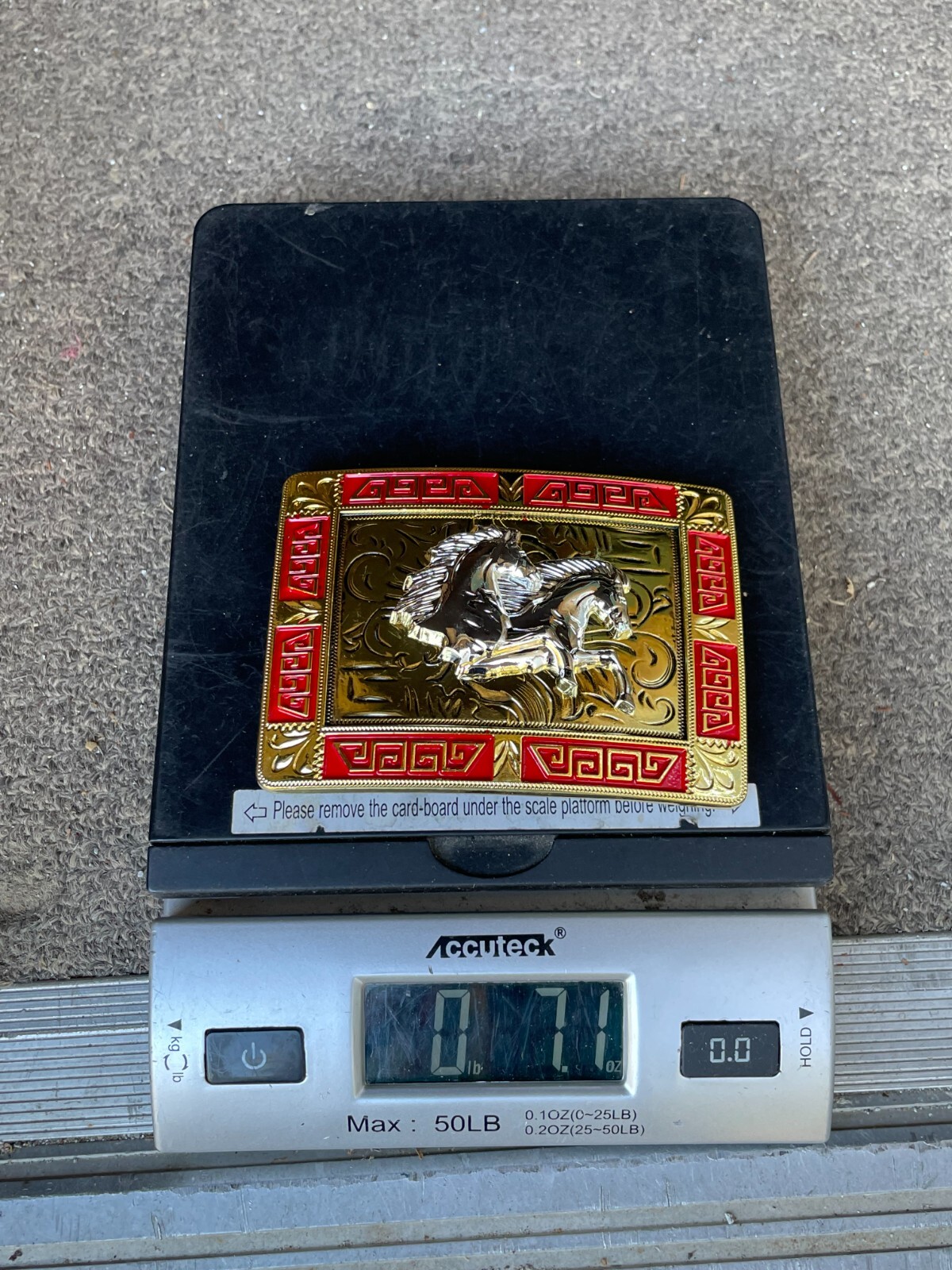 Western Buckle Gold Silver Red Running Horse Cowboy 2 » Hebilla Vaquero